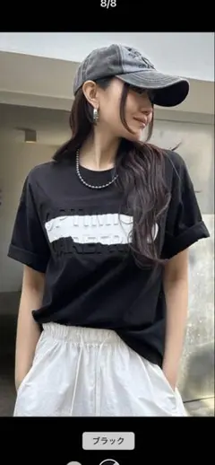 DAZY 半袖Tシャツ、アルファベット プリント/エンボスブラック（XL）のサムネイル