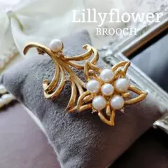 RK 真珠 パール ゴールド スターフラワー ブローチ 星型 入学式 卒業式