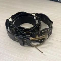 ブラウンレザー スタッズベルト ウエスタンベルト カウガール ヴィンテージ