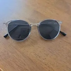 クリアフレーム ブラックレンズ ラウンドサングラス