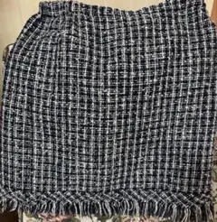 NATURAL BEAUTY BASIC ネイビー ツイード スカート S