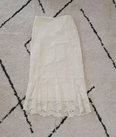 アイボリー レース ロングスカート M