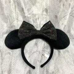 美品◎ミニー　リボン　カチューシャ　グリッター　アルミスタッズ◎
