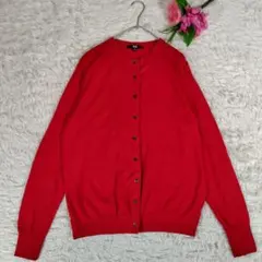 ユニクロ◎ニットカーディガン(XL)定番 薄手 年中着れる 赤