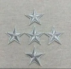 アイロンワッペン 星 白地 刺繍 セット