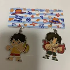 値下げ ONE PIECE USJプレミアムサマー キーホルダー　エース ルフィ