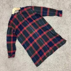 ✨BLUE STRIVE✨バンドカラーロングシャツ♡チェック♡チュニック(2XL