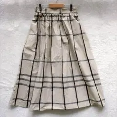 シーズンリーズン チェックスカート ベージュ 【M】 春夏カジュアル 高見え