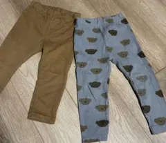 プティマイン　ポリス柄パンツ&無印良品　ベビーパンツ