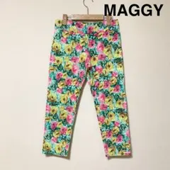 銀座マギー　MAGGY 花柄 ストレッチパンツ　レギンス　クロップドパンツ