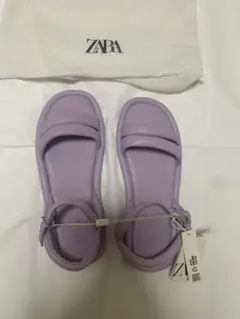 ZARA パデッドフラットサンダル パープル 37のサムネイル