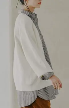 ★studio CLIP★12ゲージ畦Vネックニットカーディガン☆