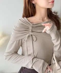 classicalelf オフショルリボンカットソー ベージュ M トップス