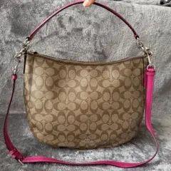 美品・正規品✨コーチ 2way ショルダーバッグ ブラウン ピンク F39527