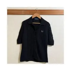 【Fred Parry】サマーニットポロ ブラック 半袖