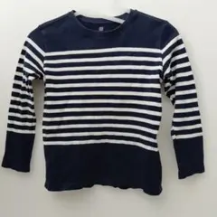 UNIQLO 長袖カットソー ネイビー/ホワイト 120　ユニクロボーダー