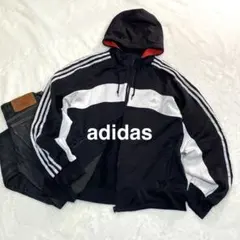 F1-030 00s アディダス トラックジャケット 黒白 刺繍 フルジップ