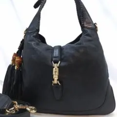 【美品】グッチ ショルダーバッグ 2way ニュージャッキー×バンブー 黒