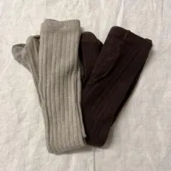 リブ編み　タイツ　ベージュ　ブラウン　セット　85