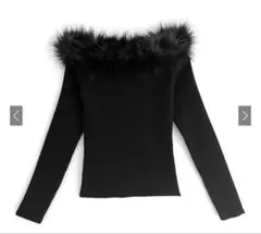 ファーオフショルダーニットトップス【an1271】