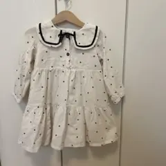 H&M ワンピース　黒ドット　リボン襟付き　90 ベビー　入園式