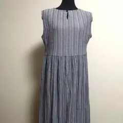 GLACIER ストライプ ノースリーブ Aラインワンピース M