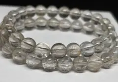 2本セット　透明度高　上品　繊細シルバールチル入りクォーツ　ブレスレット8mm