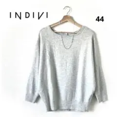 ✨ INDIVIインディヴィ　カシミヤ混ラメニットプルオーバー　後ろ釦　4L
