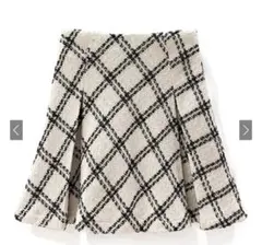 GRL ダイヤチェック柄ツイードフレアミニスカート mei37
