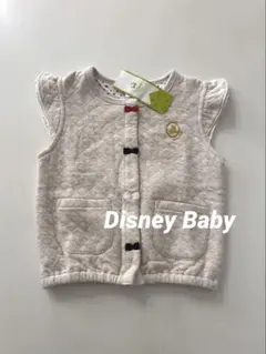 新品未使用タグ付きベビーベストミニーちゃんキルティングベストフリルリボン90cm