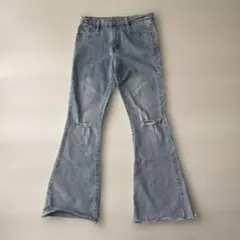 SHEIN キッズ デニムフレアパンツ ︎︎⟡水色 ダメージ入り⟡150cm