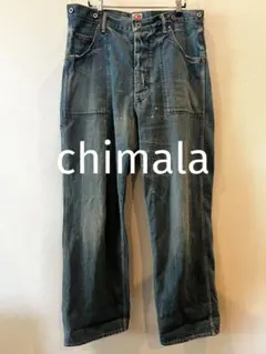 【美品】chimalaブルーワイドパンツ ダメージ加工　32サイズのサムネイル