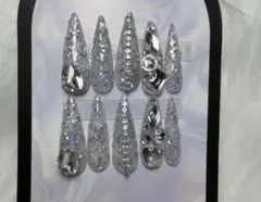 白に変更　ギャル　ネイルチップ　ネイル　ロング　スナ系　量産型　y2k ワンホン