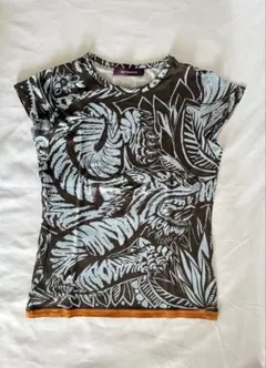 JIM THOMPSON シルク混キャップスリーブTシャツ トロピカル XSのサムネイル
