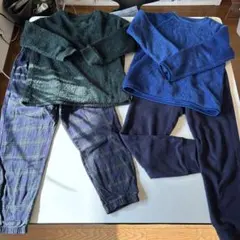 ユニクロ　フリースパジャマセット（緑・青）