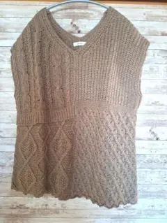 ニコアンド パッチワーク風ニットベスト Vネックニットベスト