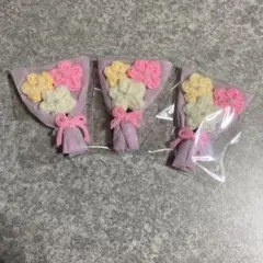 ハンドメイド 枯れない花束 ミニブーケ3個セット 小さなギフト ピンクカラーB2