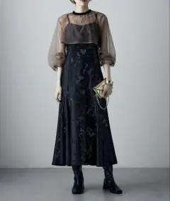 【etoll.】3wayシフォンボレロ&レースキャミドレス 結婚式 ワンピース