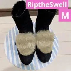 美品　スエード調ファー付き　ショートブーツ リップザスウェル　ブーティ　ブラック