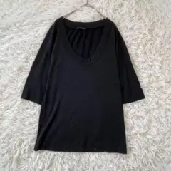 【美品】 シップス SHIPS Vネック チュニック 五分袖 ブラック