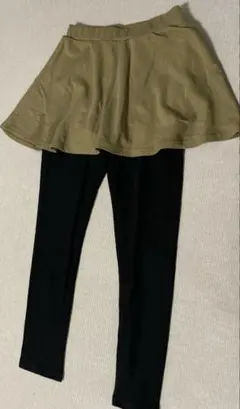 ever closet スカート付きレギンス 130 カーキ　美品
