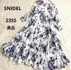 美品 スナイデル 総柄 ボタニカル プリーツ ティアード ワンピース 蝶々柄