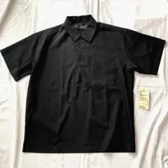 【新品未使用】無印良品 紳士 風を通すストレッチ半袖布帛ポロシャツ 黒