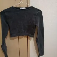ZARA リブ クロップド丈 長袖カットソー