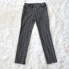 コムサデモード　スリムフィットパンツ　チェック柄　グレー　サイズ11