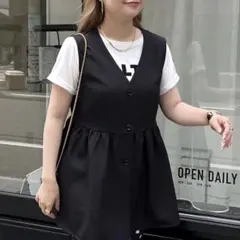 プロズヴェール　Vネックギャザーペプラムジレ