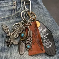 カラビナ キーホルダー ストリート アメカジ 古着 フェザー イーグル hv-5