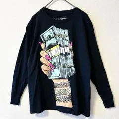 FASHION NOVA 長袖Tシャツ XS ブラック　プリントTシャツ　黒