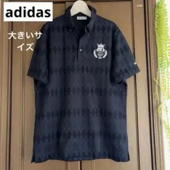 て*う様 【大きいサイズO】アディダスゴルフ 半袖ポロシャツ アーガイル柄 黒系のサムネイル