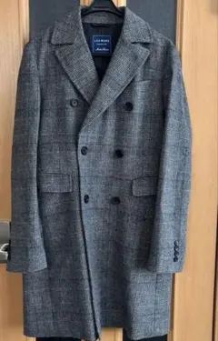 グレー系チェック ダブルブレストコート